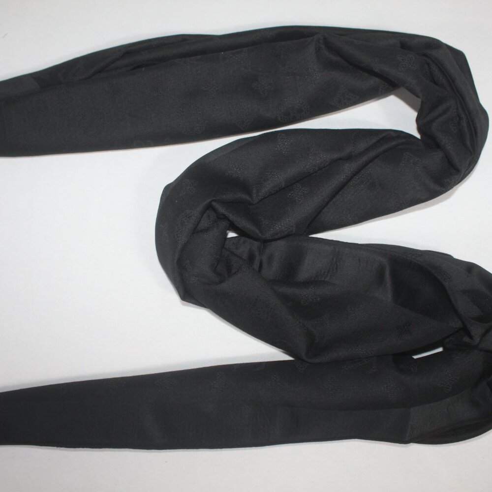 Authentic Louis Vuitton Scarf Wrap Shawl 65% Cashmere 35% Silk Black Used - Picture 9 of 10